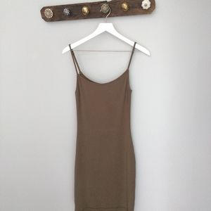 SKIMS Army Green Ribbed Mini Dress - M